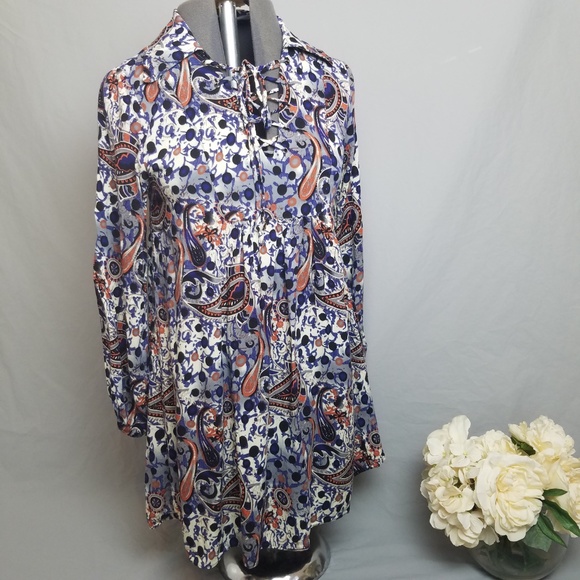 ASOS Paisley Boho Babydoll Tunic Mini Dress Sz S - Picture 1 of 7